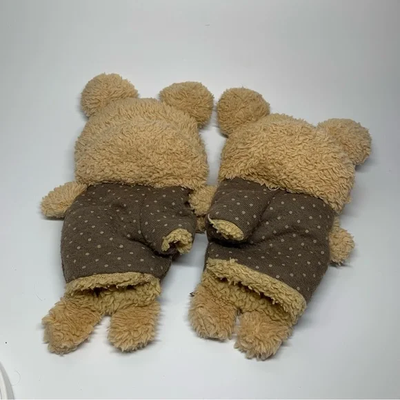 Hello Kitty RARE HTF mittens BROWN BEAR FUZZY KAWAII - Picture 2 of 11